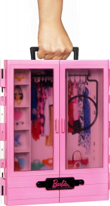 Barbie - Armadio Fashionistas Rosa con Accessori, Bambola non Inclusa, Giocattolo per Bambini 3+ ann