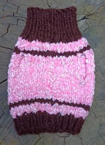 MAGLIONCINO invernale lana e ciniglia rosa con righe taglia 20