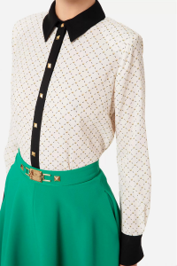 Georgette Shirt with Polka Dot and Studs Print