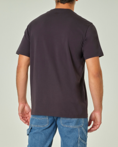 T-shirt nera mezza manica in puro cotone con stampa logo al petto