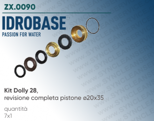 Kit Dolly 28 IDROBASE valido per pompe INTERPUMP composto da revisione completa pistone ø20