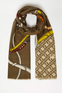 Scarf with Print Belts and Logo