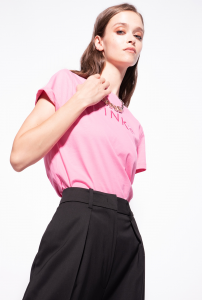 T-shirt Marcelle con collana gioiello rosa Pinko