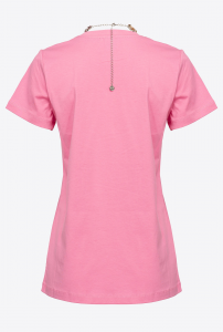 T-shirt Marcelle con collana gioiello rosa Pinko
