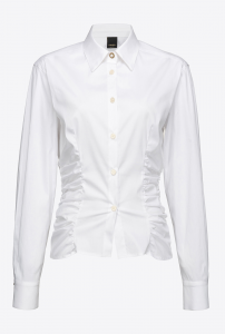 Camicia Cornelie in popeline con arricci bianca Pinko
