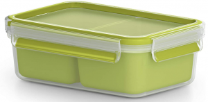 EMSA  Contenitore Snack con Inserti Colore Trasparente/Verde Chiaro Dimensioni  22.5 x 16.3 x 5.8 cm. Capacità litri 1 Linea Clip & Go 518101