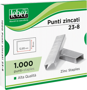 lebez Punti Cucitrice 23/8  Zincati 8 Mm  1000 Pz  Kh-23-8