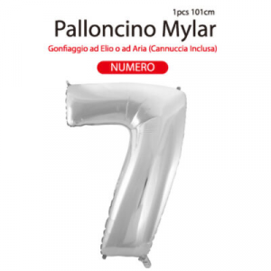 MYLAR PALLONCINO CM.101 N. 7 COL. ARGENTO 9809 MV TECH