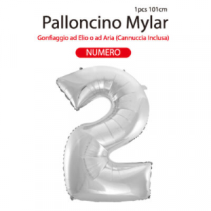 MYLAR PALLONCINO CM.101 N. 2 COL. ARGENTO 9755 MV TECH