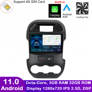 ANDROID autoradio navigatore per Ford Ranger 2011-2016 CarPlay Android Auto GPS USB WI-FI Bluetooth 4G LTE