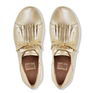 Fitflop - F-SPORTY TM II LACE UP FRINGE SNEAKERS LEATHER GOLD IRIDESCENT