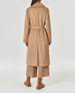 Cappotto cammello in pura lana vergine e cachemere con colletto alto