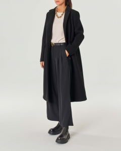 Cappotto nero lungo in panno di misto viscosa modello maschile 