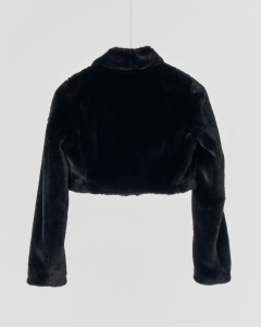 Bolero nero in eco-pelliccia con chiusura zip 40-46