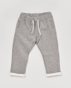 Pantaloni grigi in felpa micro-fantasia con coulisse 6-18 mesi