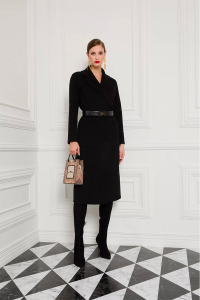 Wool and Cashmere Coat with Logoed Belt