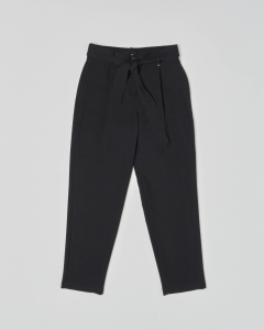 Pantalone nero baggy con cintura annodata a fiocco in vita 10-12 anni