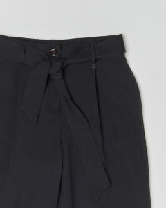 Pantalone nero baggy con cintura annodata a fiocco in vita 10-12 anni