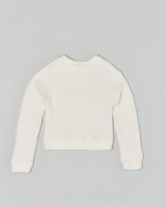 Maglioncino bianco in misto lana e cotone bouclè 40-44