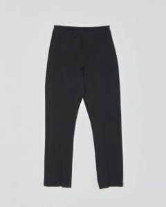 Pantalone nero in tessuto elasticizzato con spacco sul fondo 36-38