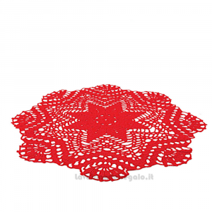 Centrino rotondo rosso ad uncinetto 35 cm - NC231 - Handmade in Italy