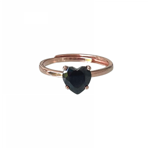 ANELLO REGOLABILE CUORE NERO