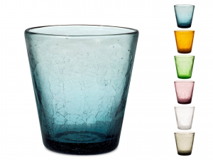 H&H Exotic-Set 12 Bicchieri Conici in Vetro Colorati Animali e Natura Multicolore Decori Assortiti 25cl 