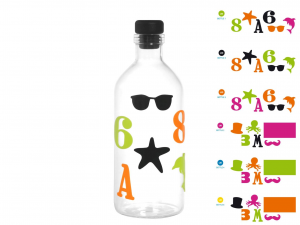 Bottiglia con decori staccabili 0,7 lt
