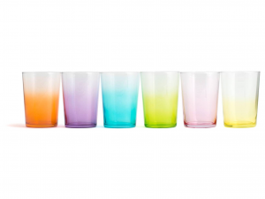 Confezione 6 Bicchieri In Vetro Colori Sfumati Assortiti Cl