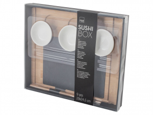 H&h set 10 pezzi sushi ardesia e bambu' 14x30cm 