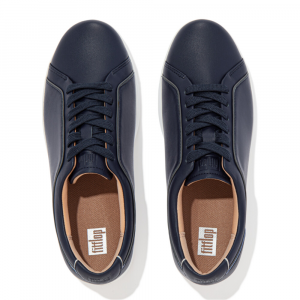Fitflop - RALLY PIPING LEATHER TRAINERS MIDNIGHT NAVY MIX
