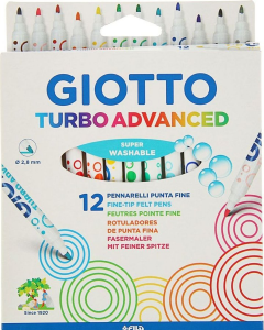 Fila - Giotto Pennarelli Turbo Advanced Punta Fine Scatola da 12 Colori