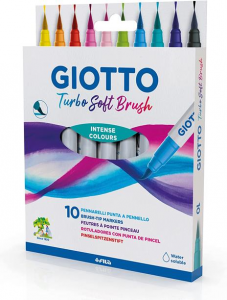Fila - Giotto Turbo Brush Pennarelli a Punta Fine Scatola da 10 Colori