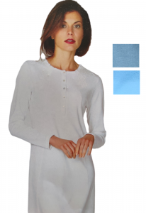 Camicia da notte donna manica lunga caldo cotone serafino invernale Manam 9008