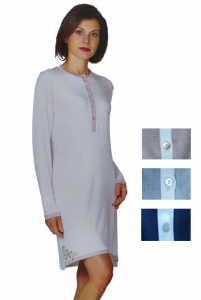 Camicia da notte donna manica lunga caldo cotone serafino invernale Manam 8985