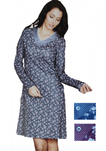 Camicia da notte donna manica lunga caldo cotone serafino invernale Manam 8954