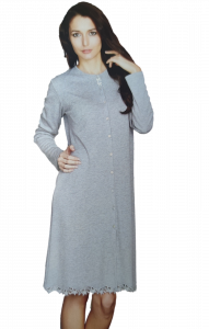 Camicia da notte donna manica lunga caldo cotone abbottonata invernale Manam8965
