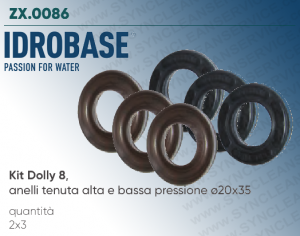 Kit Dolly 8 IDROBASE valido per pompe W201, W203 INTERPUMP composto da Anelli di Tenuta alta e bassa pressione ø20