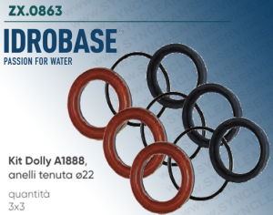 Kit Dolly A1888 IDROBASE valido per pompe ANNOVI REVERBERI composto da anelli di tenuta ø22 (XR)
