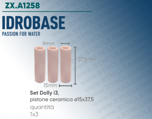 Set Dolly i3 IDROBASE valido per pompe W130, W150, W170 INTERPUMP composto da pistoni ceramica ø15 x 37,5 x 9