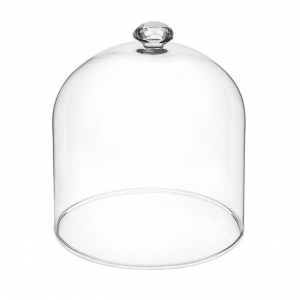 Campana cloche in vetro trasparente con pomello