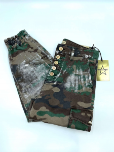Jeans cargo camouflage e argento Rossano Perini