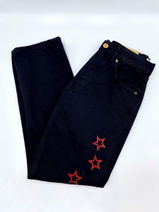 Jeans black denim con stelle rosse Rossano Perini