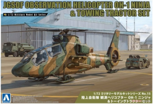 JGSDF Observation Helicopter OH-1 Ninja & Towing Tractor Set