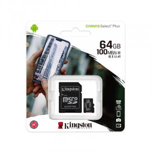 KINGSTON MICRO SD 64GB CL10 CANVAS SELECT PLUS 100MB/s