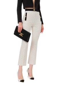 Flared Trousers with Studs Print