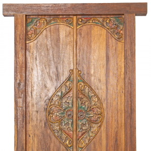 Porta balinese in legno di teak con intaglio centrale floreale #1227ID1850
