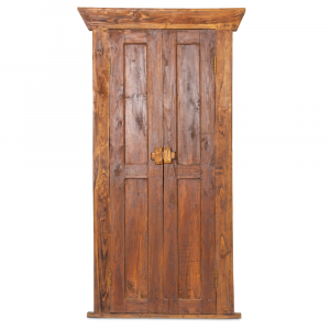 Porta balinese in legno di teak con intaglio centrale floreale