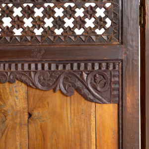 Paravento balinese in legno di teak recuperato formato da 3 ante da cm 79 l'una #1208ID1350