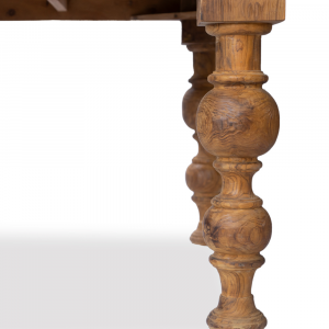 Tavolo in legno di teak indonesiano spessore cm 2,5 con gambe a cipolla